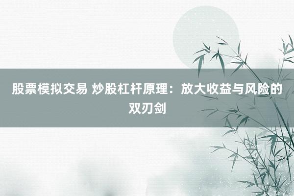股票模拟交易 炒股杠杆原理：放大收益与风险的双刃剑