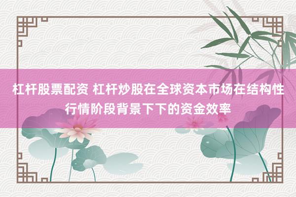 杠杆股票配资 杠杆炒股在全球资本市场在结构性行情阶段背景下下的资金效率