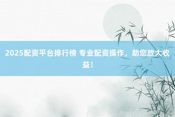2025配资平台排行榜 专业配资操作,助您放大收益!